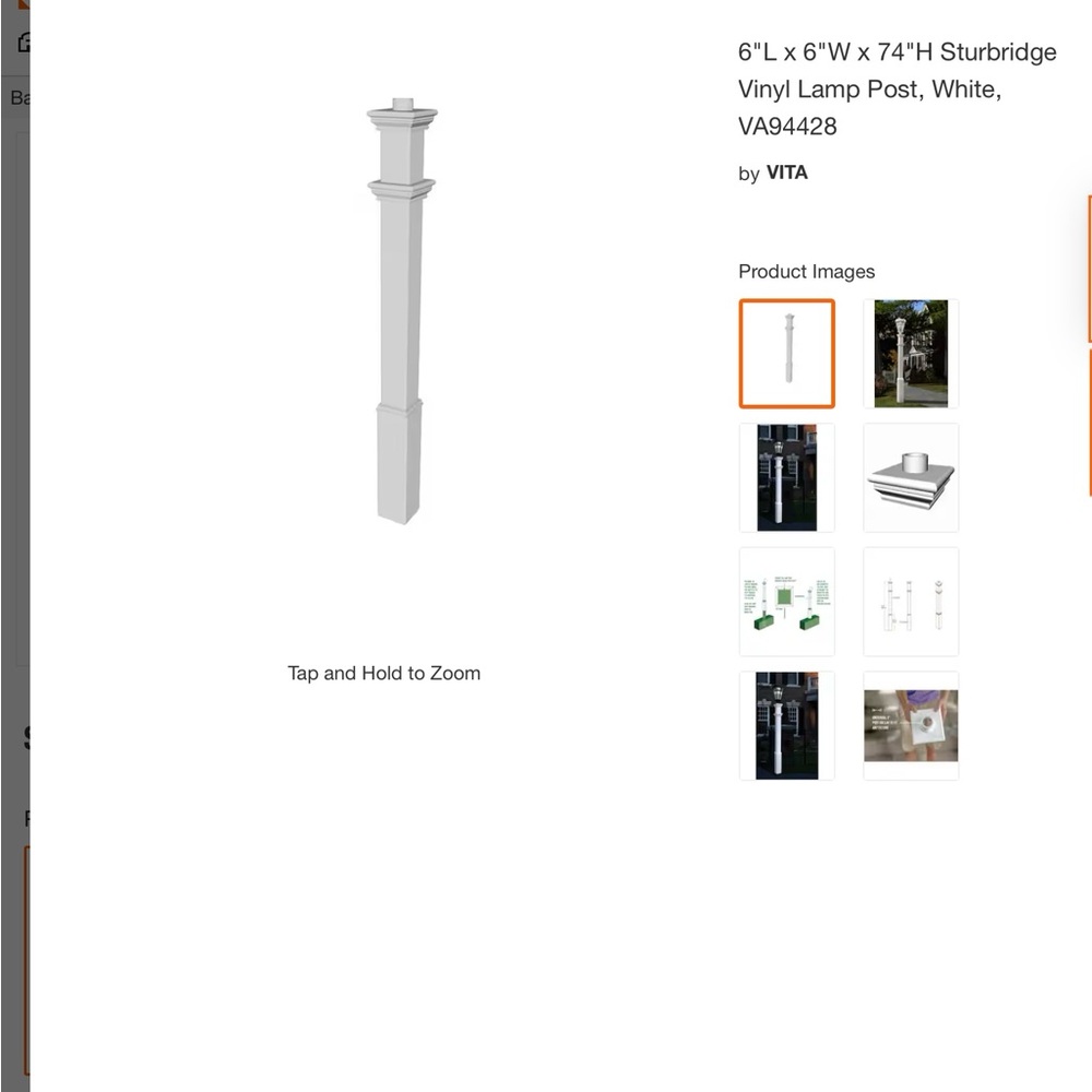 Vita Sturbridge Vinyl Lamp Post - White